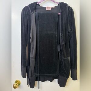 Juicy Couture 2000s vintage black Velour matching set Size L top & Size S pants